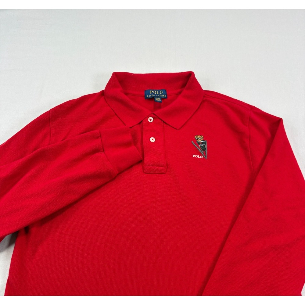 Polo Bear Ralph Lauren Shirt Boys XL Red Long Sleeve Youth Collared